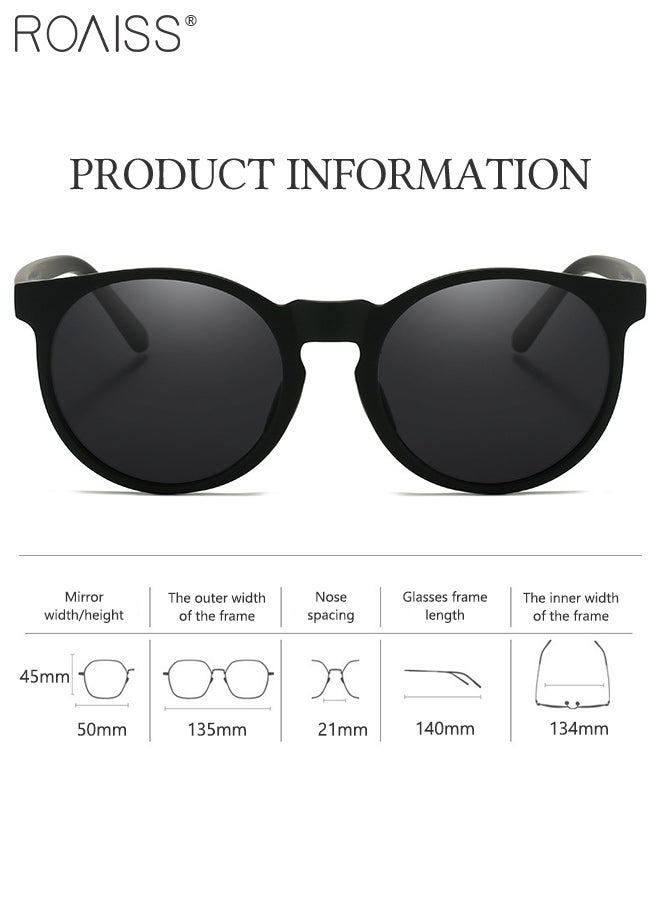 roaiss Round Polarized Sport Driving Sunglasses for Men , UV400 Protection Sun Glasses with TAC Lens, Fashion Anti-Glare Sun Shades for Men Driving, Fishing, Traveling, Black, 50mm - Image 1